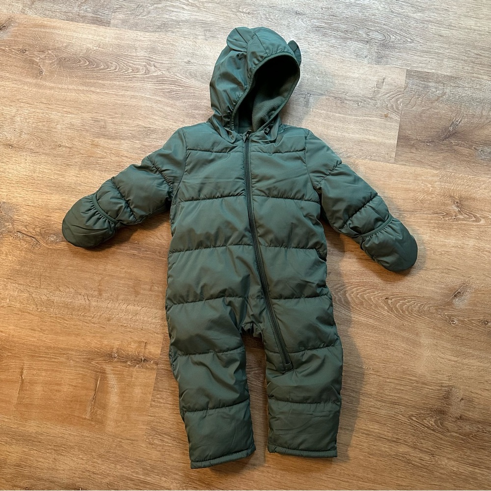 Old Navy Green Hooded Baby Snowsuit